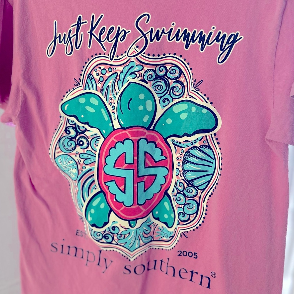 Simply Southern | Just Keep Swimming | Pink Simply Southern T-Shirt | Beach